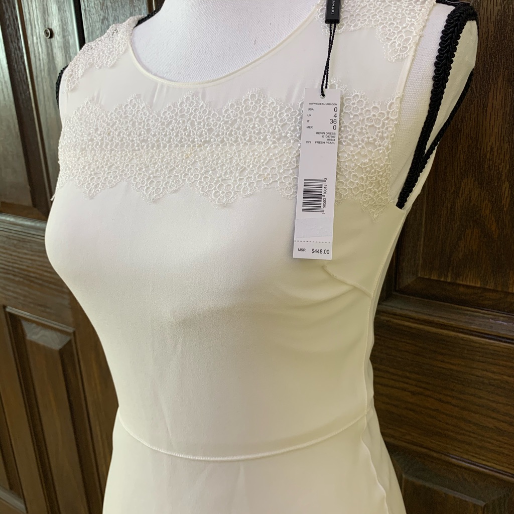 Cream White Elie Tahari Dress With Lace Panel Nwt